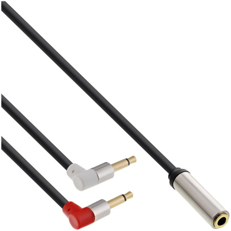 InLine 99251A Slim Audio Câble adaptateur pour casque audio d'avion 2 x jack 3,5 mm ST vers jack 3,5 mm BU 3 broches 1 m