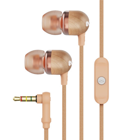 Marley House of Smile Jamaica Écouteurs Intra-Auriculaires, Bouton de Contrôle du Microphone, Driver 9,2mm Anti-Bruit, 2 Tailles
