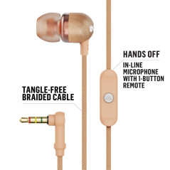 Marley House of Smile Jamaica Écouteurs Intra-Auriculaires, Bouton de Contrôle du Microphone, Driver 9,2mm Anti-Bruit, 2 Tailles