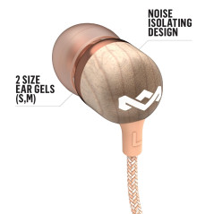 Marley House of Smile Jamaica Écouteurs Intra-Auriculaires, Bouton de Contrôle du Microphone, Driver 9,2mm Anti-Bruit, 2 Tailles