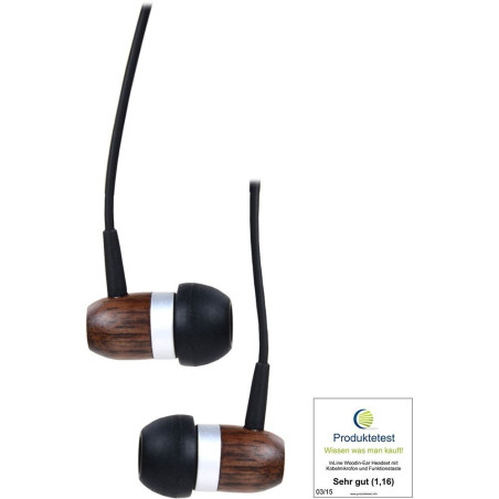 InLine 55357 Woodin écouteurs avec Microphone Filaire/Touche de Fonction Noyer