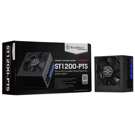 SilverStone SST-ST1200-PTS - Série Strider Platinum, 1200W 80 Plus Platine ATX Alimentation PC, bruit réduit, Ventilateur HYB 12
