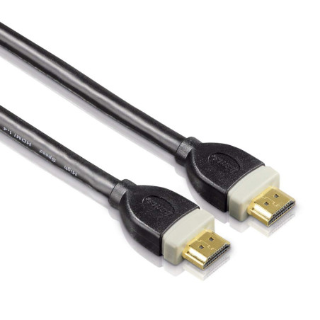 Hama Câble HDMI™ haute vitesse (3D, Full HD, 4K, Ethenet, plaque or, Double blindage, 5 m) Noir/Blanc/Dorée