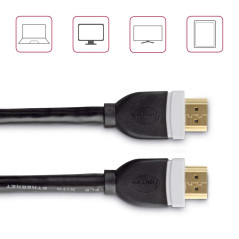 Hama Câble HDMI™ haute vitesse (3D, Full HD, 4K, Ethenet, plaque or, Double blindage, 5 m) Noir/Blanc/Dorée