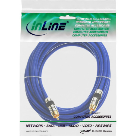 InLine 89405P Câble audio RCA Contacts dorés 1x RCA M/M 5 m