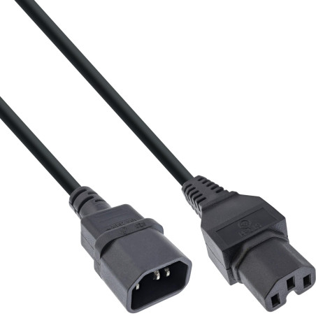 InLine 16811C câble électrique Noir 3 m Coupleur C14 Coupleur C15 - Cables électriques (3 m, Male connector / Female connector,