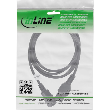 InLine 16811C câble électrique Noir 3 m Coupleur C14 Coupleur C15 - Cables électriques (3 m, Male connector / Female connector,