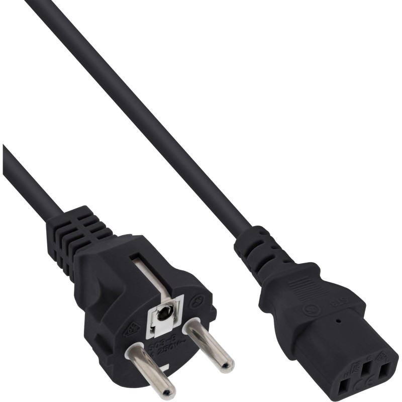 InLine® 16651N Câble d'alimentation, Contact de Protection Droit vers connecteur IEC C13, 0,3 m, Noir InLine® 16651N Câble d'alimentation, Contact de Protection Droit vers connecteur IEC C13, 0,3 m, Noir