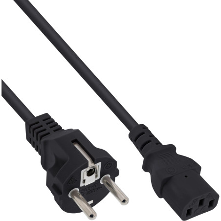 InLine® 16651N Câble d'alimentation, Contact de Protection Droit vers connecteur IEC C13, 0,3 m, Noir