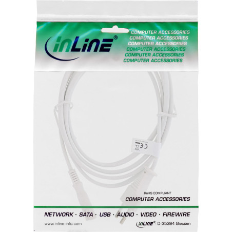 InLine 16653W câble électrique Blanc 3 m Prise d'alimentation type C Coupleur C7 - Cables électriques (3 m, Male connector / Fem