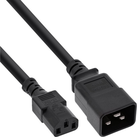 InLine 16659D Câble adaptateur secteur IEC-60320 C20 vers C13 3 x 1,5 mm² max. 10 A Noir 2 m
