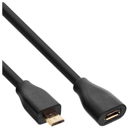 InLine Micro-USB Verl. - USB 2.0 Micro-B ST/BU - schwarz - vergoldete Kont. - 5m