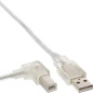 InLine 34520L Câble USB 2.0 A vers B coudé à Gauche Transparent 2 m