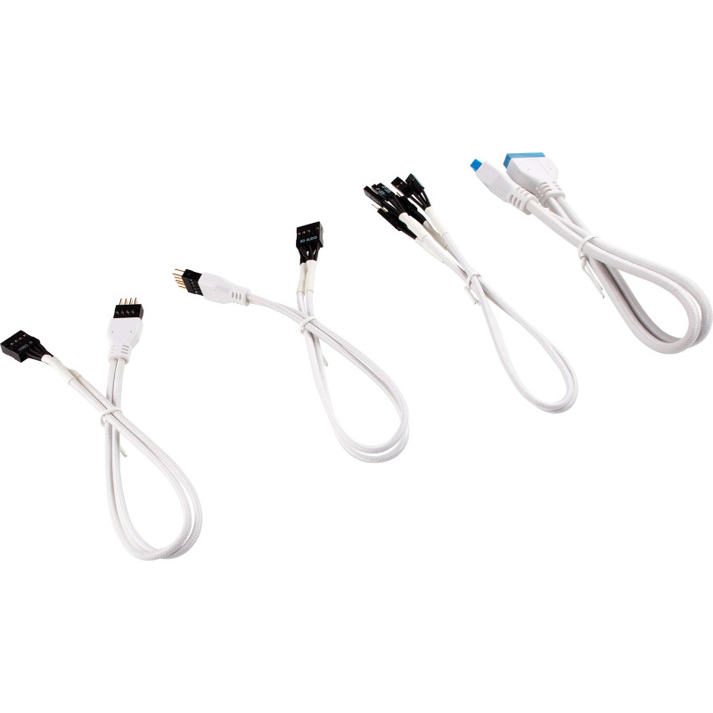 Corsair Kit d’extension gainé pour panneau avant Premium, USB, Blanc, 30 cm Corsair Kit d’extension gainé pour panneau avant Premium, USB, Blanc, 30 cm