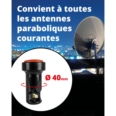 Megasat Diavolo Single LNB – LNB Universel (adapté pour 1 utilisateur, connecteurs F dorés, pour Les exigences Les Plus élevées,