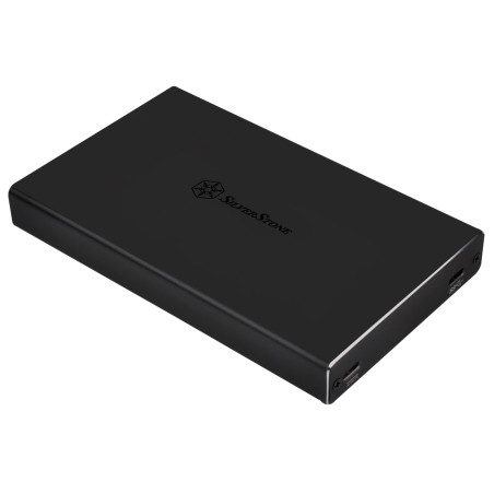 SilverStone SST-TS15B - USB 3.1 externe Type C boîtier disque dur pour SSD/HDD 9.5mm 2.5", Supporte UASP, aluminium, noir