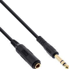 InLine 99971 Rallonge pour casque stéréo Jack 6,3 mm Connecteurs plaqués or 1 m