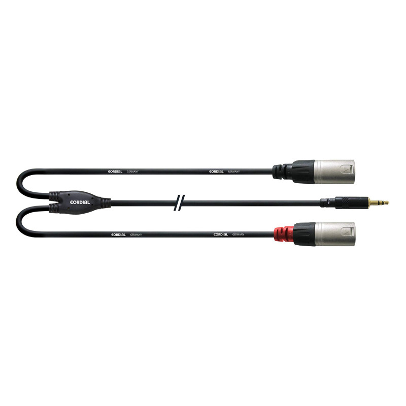 Cordial Câble 3,5 st / 2x XLR mâle 3 m CFY 3 WMM - Câble d'Insertion