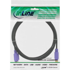 InLine 13342W câble PS/2 2 m Noir - Câbles PS/2 (2 m, Male connector / Female connector, Noir)