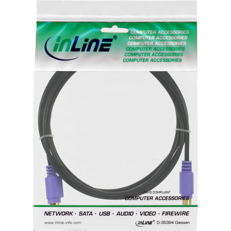 InLine 13342W câble PS/2 2 m Noir - Câbles PS/2 (2 m, Male connector / Female connector, Noir)