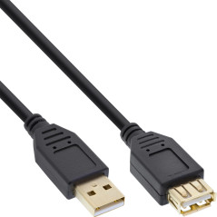InLine 34610S Câble USB 2.0 Contacts dorés AM/AF 1 m Noir