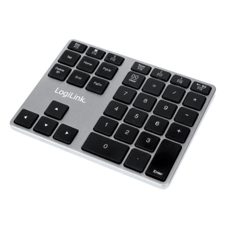 LogiLink ID0187 - Pavé numérique Bluetooth avec 35 touches et touches de fonction pour Windows/MacOS Aluminium
