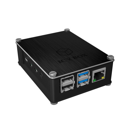 ICY BOX Boîtier Raspberry Pi 4 en Aluminium et Acrylique Interchangeable, Grille latérale perméable à l'air, dissipateur Thermiq