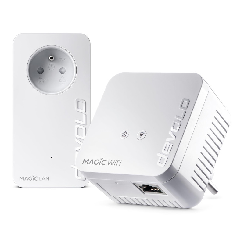 devolo Magic 1 Wifi 4 (n) Mini Starter Kit : 2x Adaptateurs CPL WiFi (1200 Mbits, 2x Ports Fast Ethernet), idéal télétravail, ga devolo Magic 1 Wifi 4 (n) Mini Starter Kit : 2x Adaptateurs CPL WiFi (1200 Mbits, 2x Ports Fast Ethernet), idéal télétravail, ga