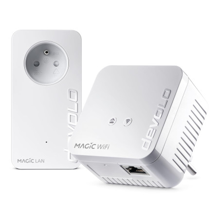devolo Magic 1 Wifi 4 (n) Mini Starter Kit : 2x Adaptateurs CPL WiFi (1200 Mbits, 2x Ports Fast Ethernet), idéal télétravail, ga