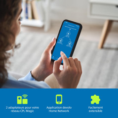 devolo Magic 1 Wifi 4 (n) Mini Starter Kit : 2x Adaptateurs CPL WiFi (1200 Mbits, 2x Ports Fast Ethernet), idéal télétravail, ga