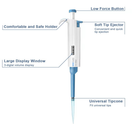 Pipettes à volume variable réglables manuelles à canal unique ONiLAB 10-100ul, pipeteur autoclavable…