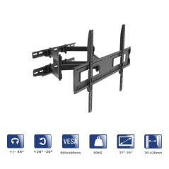 Akyga AK-MB-10 Support Mural pour téléviseur Full Motion +/-45° 50 kg VESA 600 x 400 mm 37-70"