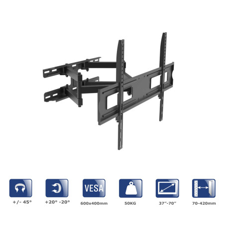 Akyga AK-MB-10 Support Mural pour téléviseur Full Motion +/-45° 50 kg VESA 600 x 400 mm 37-70"