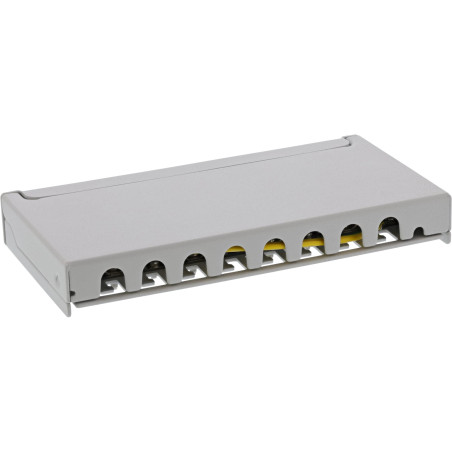 InLine® Panneau de Brassage Cat.6A 0,5U 8 Compartiments, Montage sur Table/Mur, Gris Clair, RAL7035