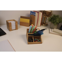 Wedo 61507 Butler bambou, 3 compartiments, insert pour stylo, dimensions 15,4 x 12,3 x 9 cm, dans une boîte cadeau, marron