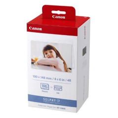 Canon - KP-108IN - 3 - Couleur (Cyan, Magenta, Jaune) - Cartouche imprimante kit Papier - pour SELPHY CP1000, CP330, CP520, CP53