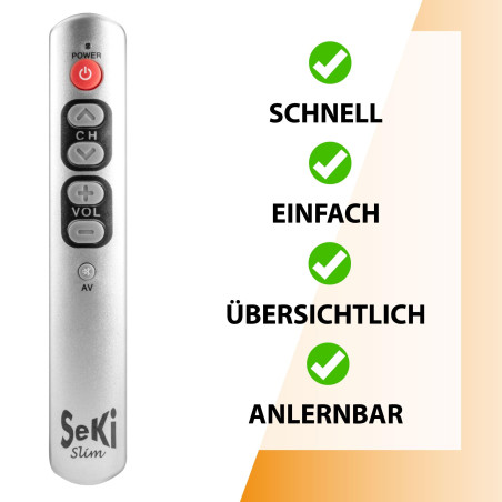 Seki Télécommande Universelle avec Grandes Touches - Argenté - pour Personnes âgées et Enfants