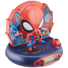 Lexibook, Spider-Man, Réveil Projecteur, Veilleuse et Projection de l'heure au Plafond, Effets sonores, Garçon, Fille, à Piles, 