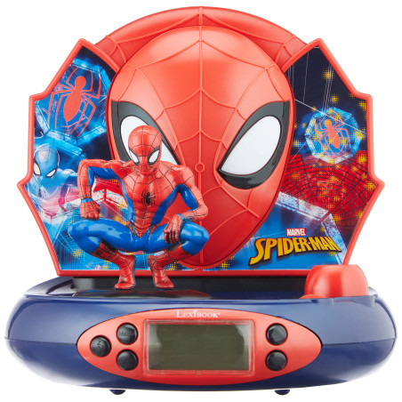 Lexibook, Spider-Man, Réveil Projecteur, Veilleuse et Projection de l'heure au Plafond, Effets sonores, Garçon, Fille, à Piles, 