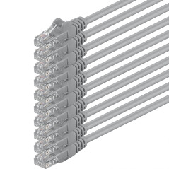 1aTTack.de 10x 0,5m Câble Réseau Cat6 Cat 6 - RJ45 Ethernet LAN DSL Routeur Modem - Gris