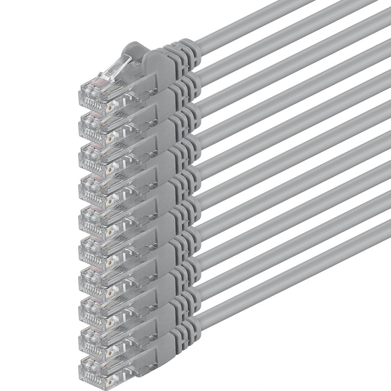 1aTTack.de 10x 0,5m Câble Réseau Cat6 Cat 6 - RJ45 Ethernet LAN DSL Routeur Modem - Gris 1aTTack.de 10x 0,5m Câble Réseau Cat6 Cat 6 - RJ45 Ethernet LAN DSL Routeur Modem - Gris