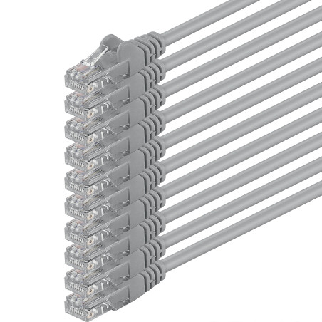 1aTTack.de 10x 0,5m Câble Réseau Cat6 Cat 6 - RJ45 Ethernet LAN DSL Routeur Modem - Gris