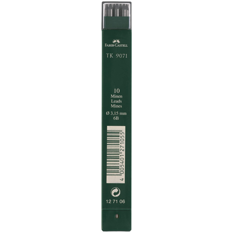 FABER-CASTELL 127106 - Mines à ressort TK 9071, 10 mines de rechange, épaisseur de mine: 3,15 mm, degré de dureté: 6B FABER-CASTELL 127106 - Mines à ressort TK 9071, 10 mines de rechange, épaisseur de mine: 3,15 mm, degré de dureté: 6B