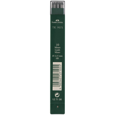 FABER-CASTELL 127106 - Mines à ressort TK 9071, 10 mines de rechange, épaisseur de mine: 3,15 mm, degré de dureté: 6B