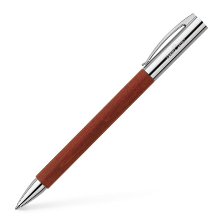 Faber-Castell 148131 - Stylo à bille twist AMBITION Poirier, Mine : B, Emballage cadeau inclus, Couleur du corps : marron / arge