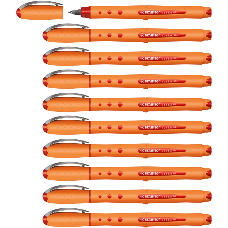 STABILO Stylo roller Worker+ - Lot x 10 stylos pointe fine- Noir STABILO Stylo roller Worker+ - Lot x 10 stylos pointe fine- Noir