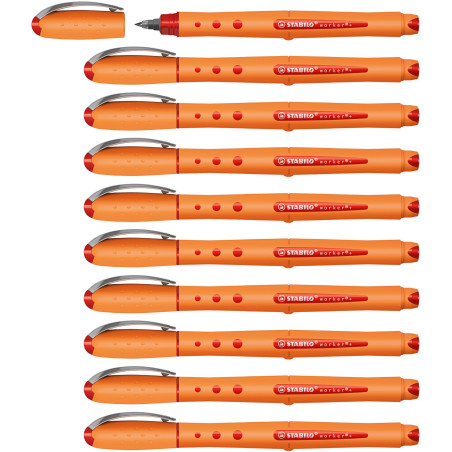 STABILO Stylo roller Worker+ - Lot x 10 stylos pointe fine- Noir
