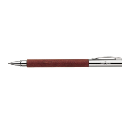 Faber-Castell 148111 - Roller AMBITION Poirier, pointe métallique : 0,7 mm, emballage cadeau inclus, couleur du corps : marron /