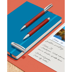 Faber-Castell 148111 - Roller AMBITION Poirier, pointe métallique : 0,7 mm, emballage cadeau inclus, couleur du corps : marron /