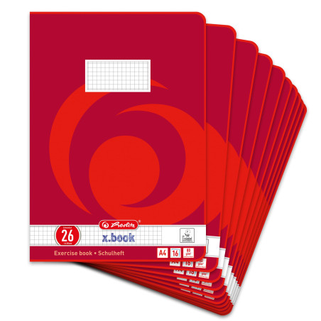 Herlitz 3322609 Cahier A4 Carreaux/marge/L.26 32 p 8 motifs Lot de 10 (Import Allemagne)